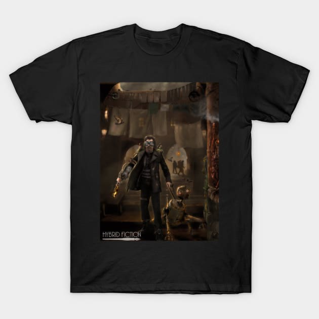 Steampunk Man and His Robot Friend T-Shirt by HybridFiction